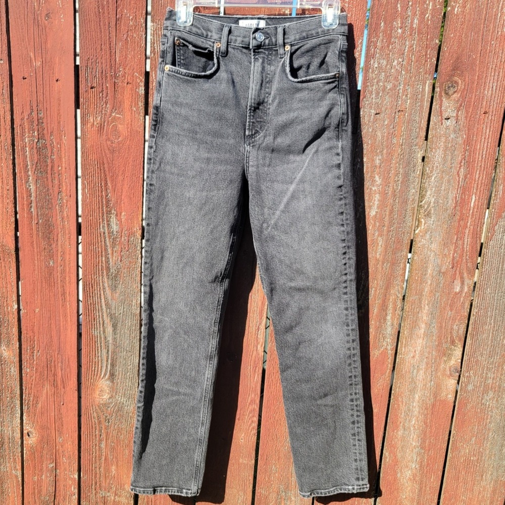 AGOLDE Womens High Rise Stovetop Straight Leg Jeans Washed Black Grey Size 26